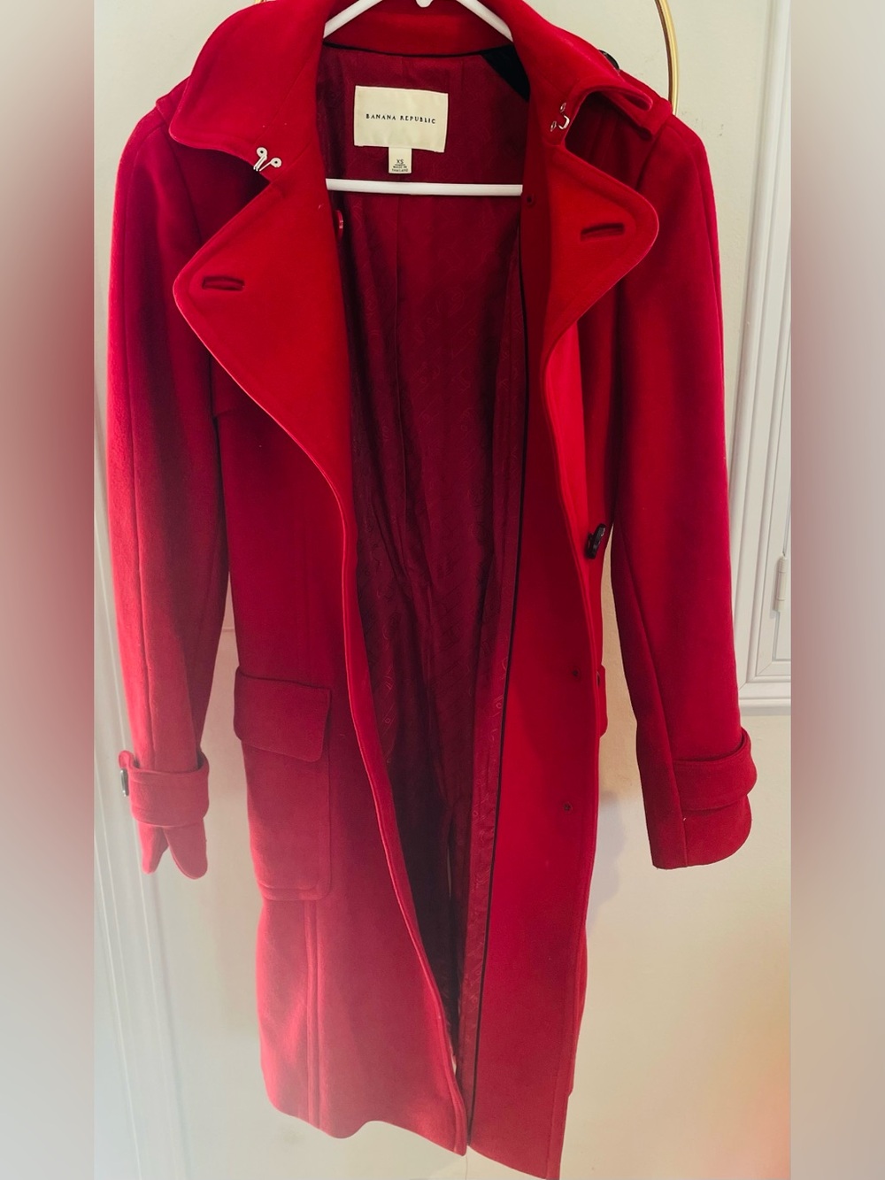 Banana Republic Red Wool Trench Coat - Picture 4 of 5